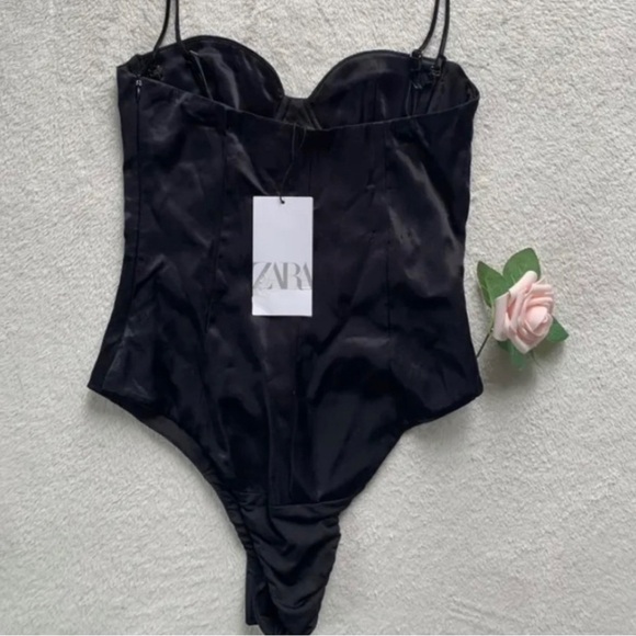 NWT Zara black satin bodysuit - Picture 2 of 3